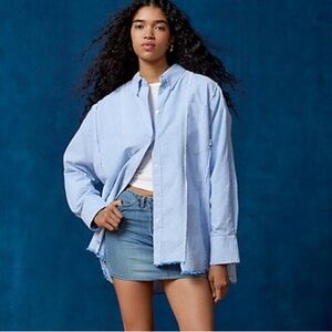 BDG / Urban Outfitters Spliced Dad Button Down Shirt Blue Medium